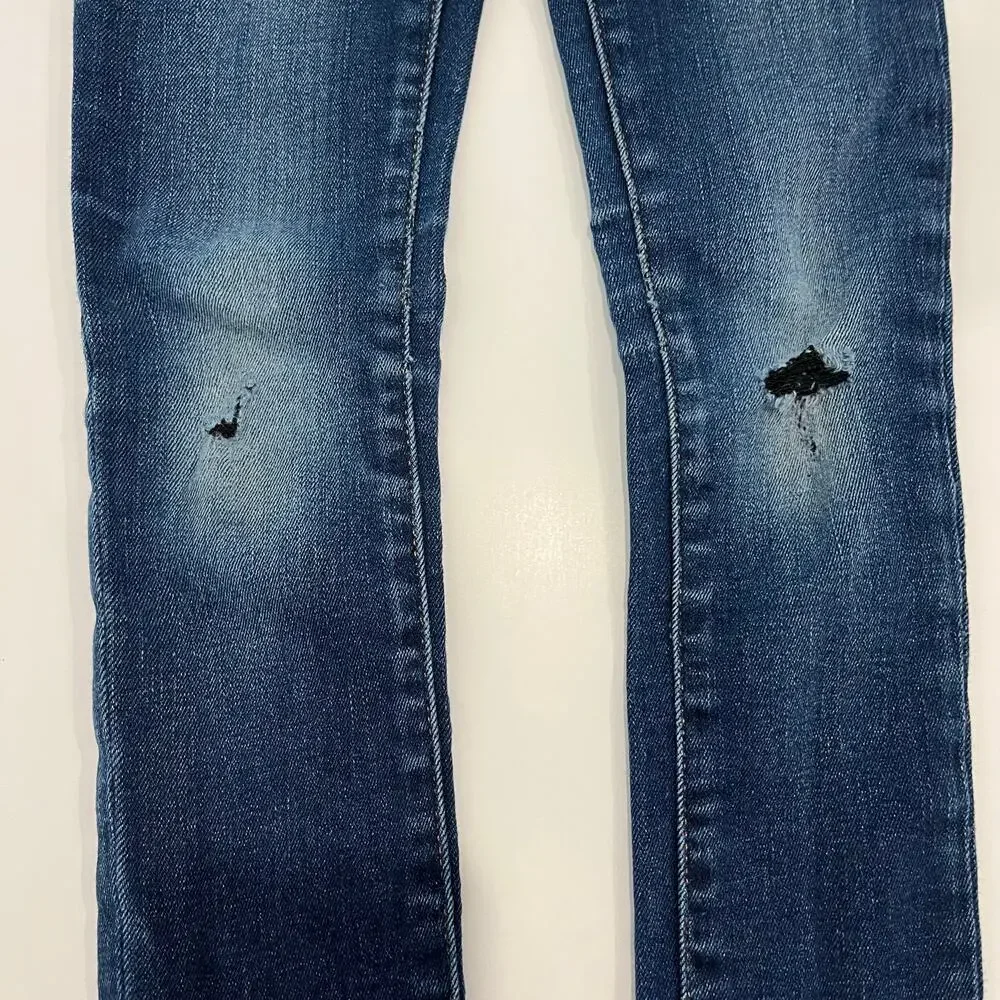 Ralph Lauren Girl's 6 Jegging Distressed Slim Fit Medium Wash Denim Jeans